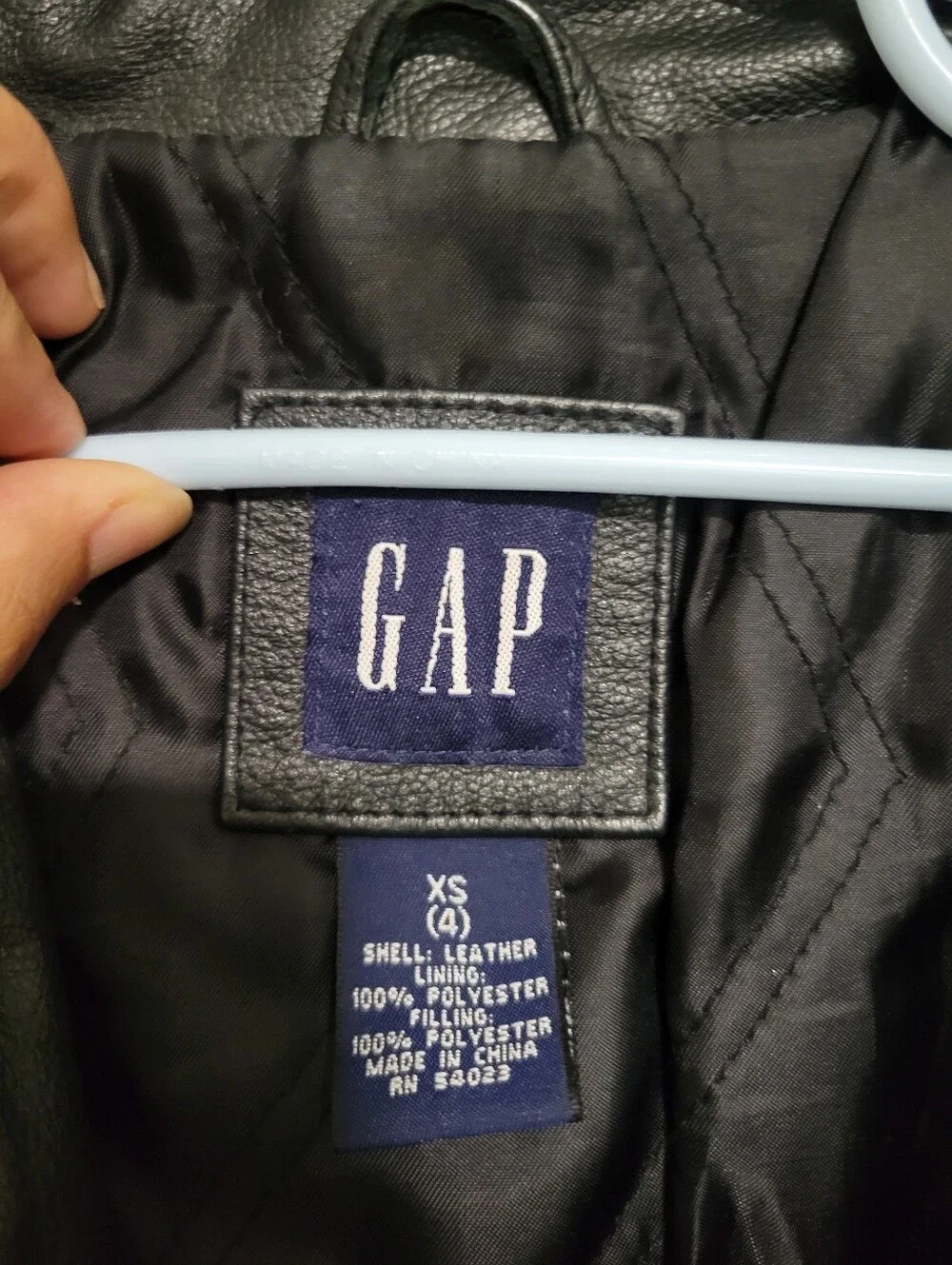 Y2k 2001 GAP Kids Black Leather Zip Jacket Size 4